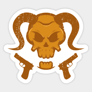 Skull with gun Sticker